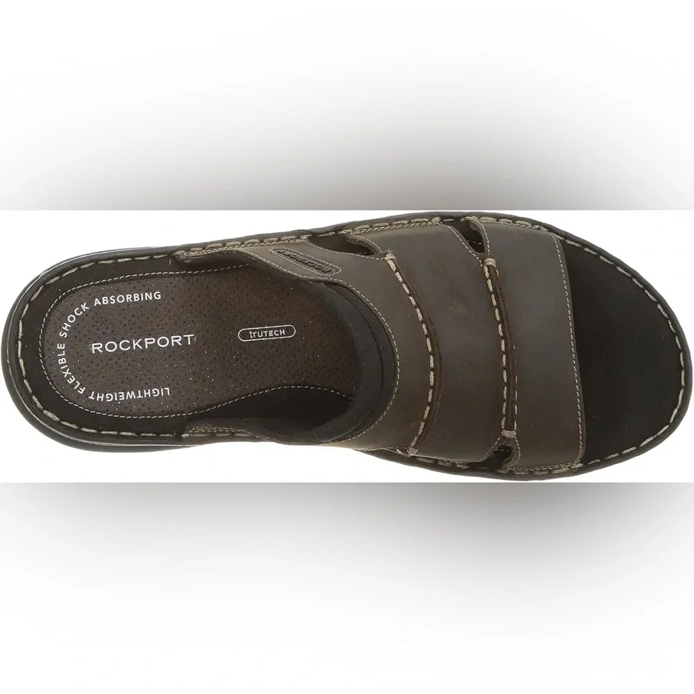 🔥Rockport Men's Dark Brown Darwyn Slide Brand New in Box‼️still in packaging‼️